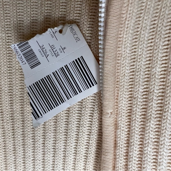 New Petite Sophisticate Womens Merino Wool Full Zip Cardigan Sz M Italian Cream - Picture 8 of 14
